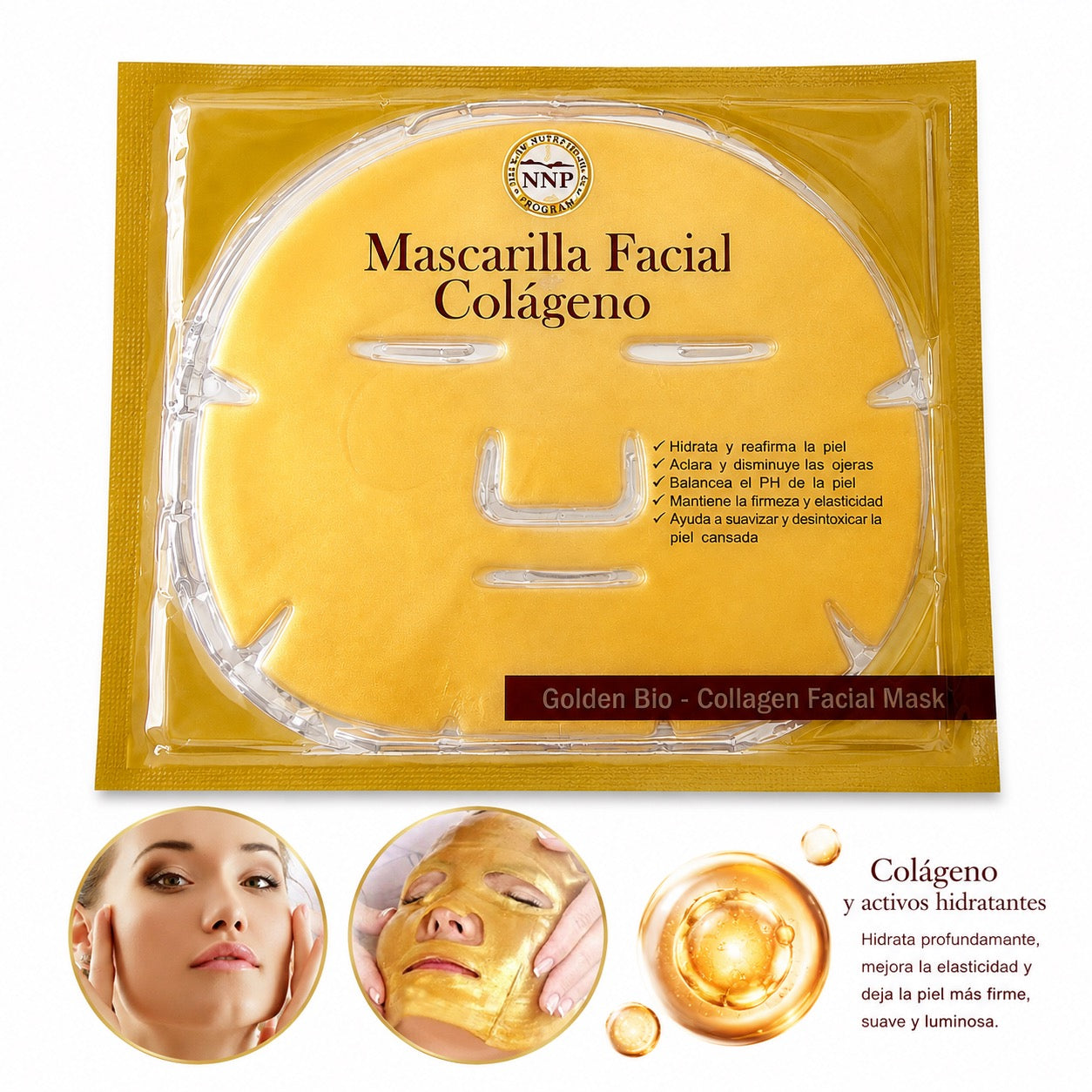 Mascarilla Gold Facial de Colágeno — Hidratación y Firmeza Intensiva
