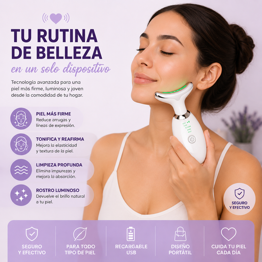 Masajeador Facial Recargable con Luz LED — Reafirma y Tonifica | Upglowing