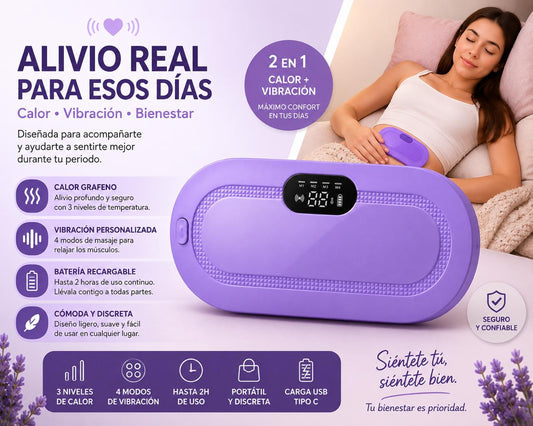 Cinturón Térmico Anti Cólicos Recargable — Calor y Masaje Menstrual | Upglowing