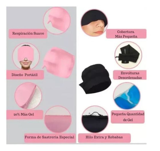 Gorro de gel para migraña — frío y calor para alivio del dolor de cabeza